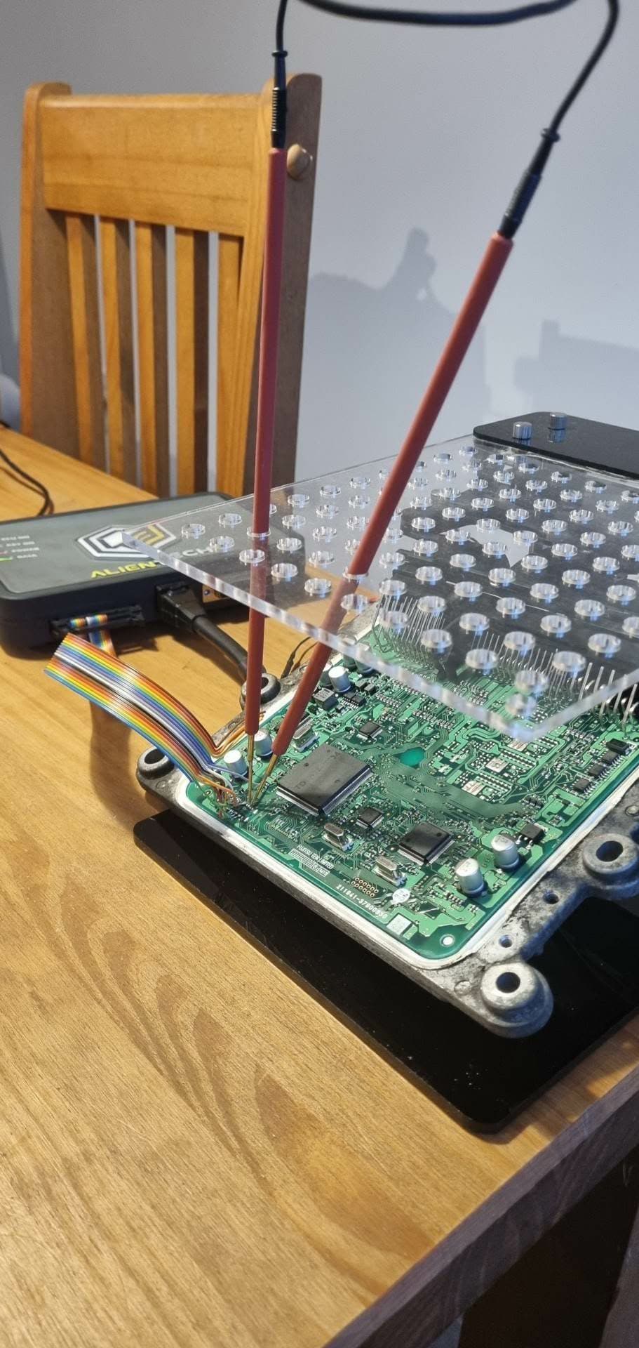 ECU bench remap with specialist tooling and probe equipment
